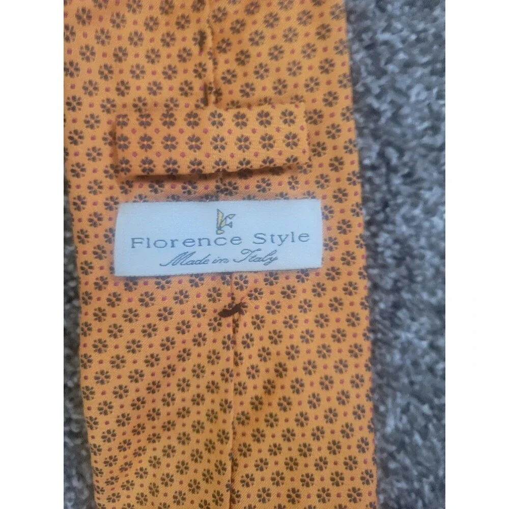 Orange Patterned Florence Style Tie Made In Italy